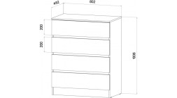 Комод 4 ящика Ленора, Дуб вотан/Кашемир